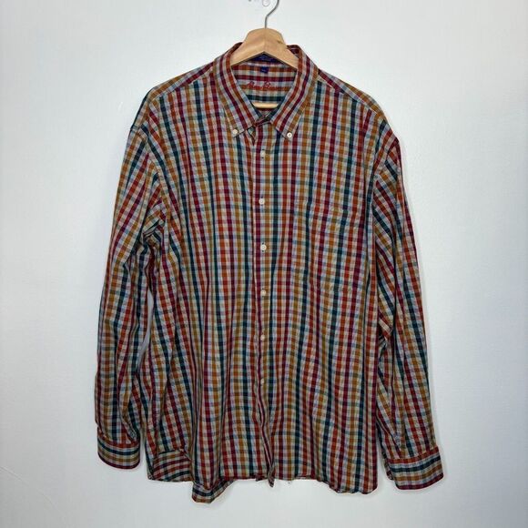Other - Alan Flusser Men's Multi Color Check Cotton Long Sleeve Casual Shirt XXL